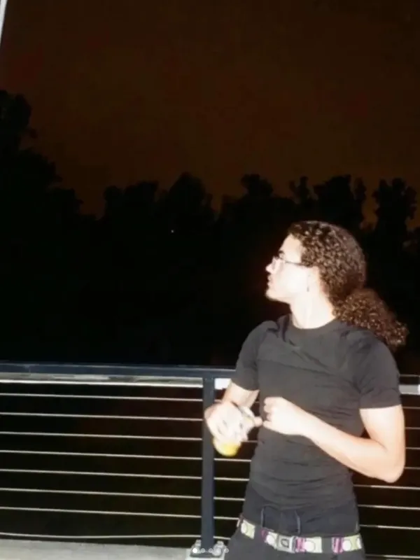 On the balcony after dark