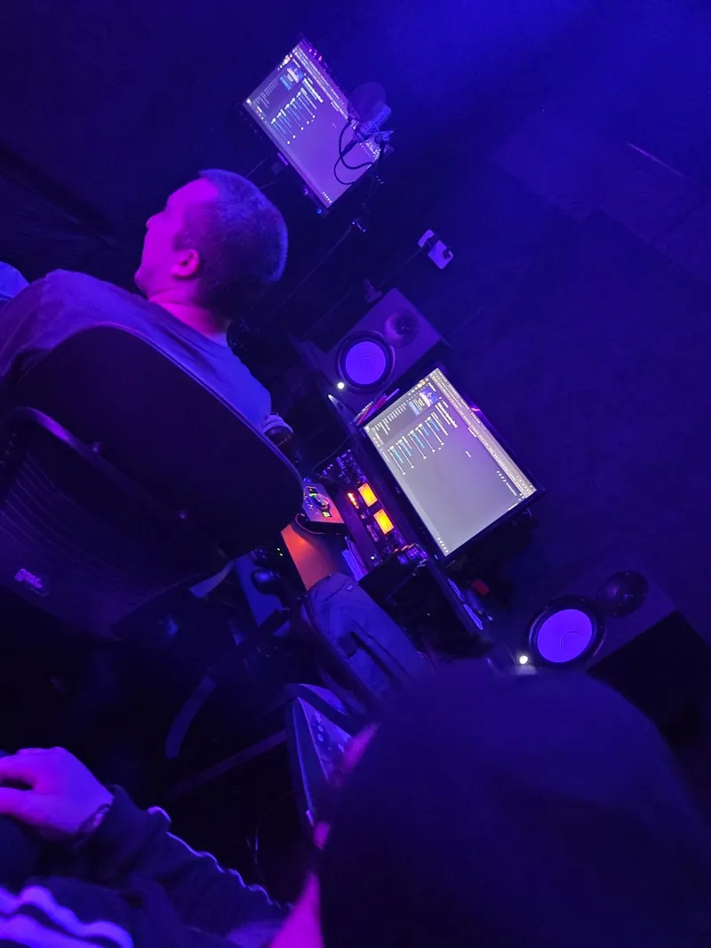 Pads beside the session, working an idea in