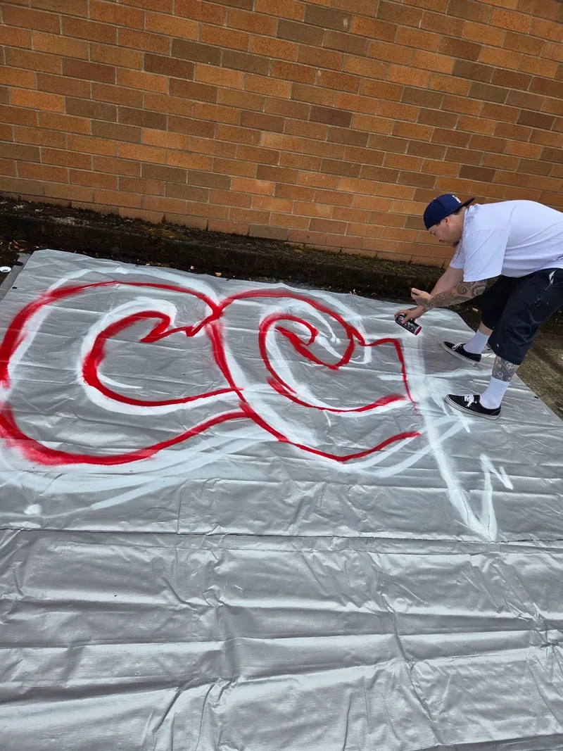 Red into the letters