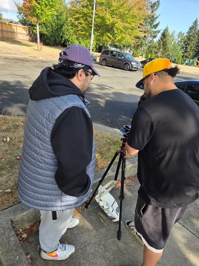 Half nine — setting up beside the car