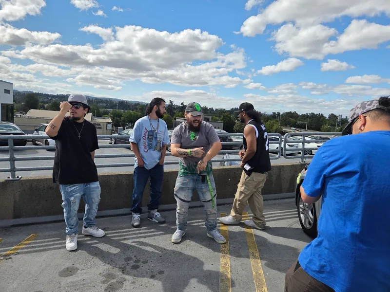 The group shot against the skyline