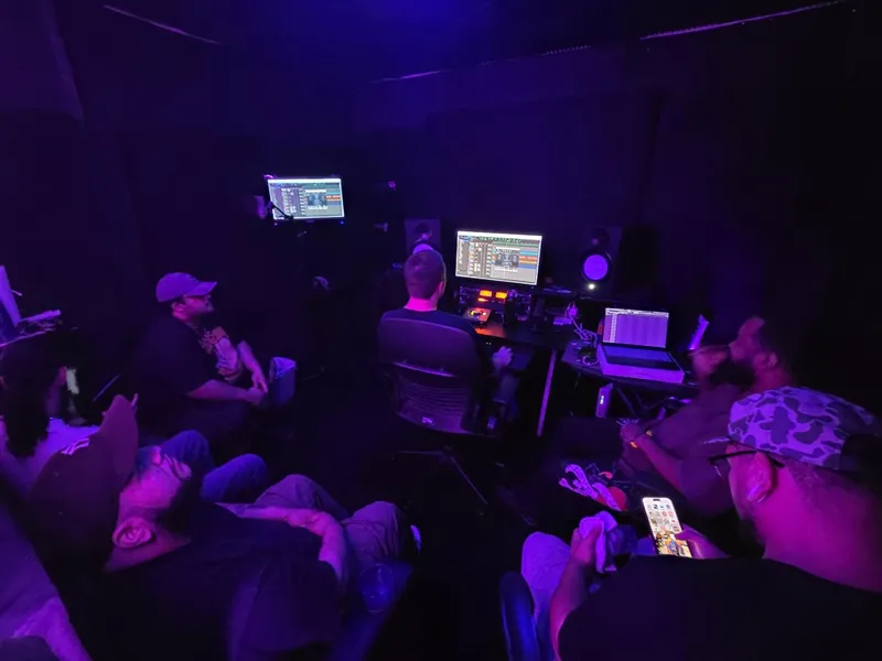 Deep in the dark, the screens the only light
